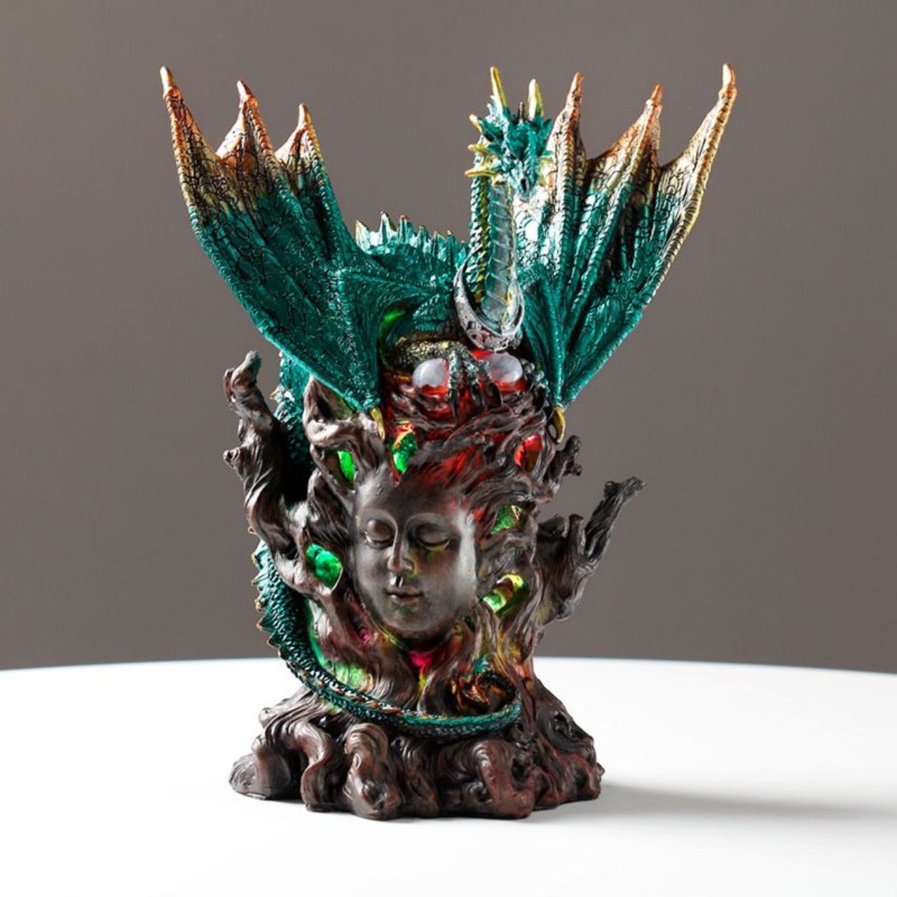 This Dark Legends LED Spirit of the Sky Mother Dragon is a stunning and intricate piece of art that will bring a touch of magic and mystery to any space. The LED lights add a beautiful glow, while the detailed design captures the power and majesty of the dragon. Perfect for collectors and fantasy enthusiasts.