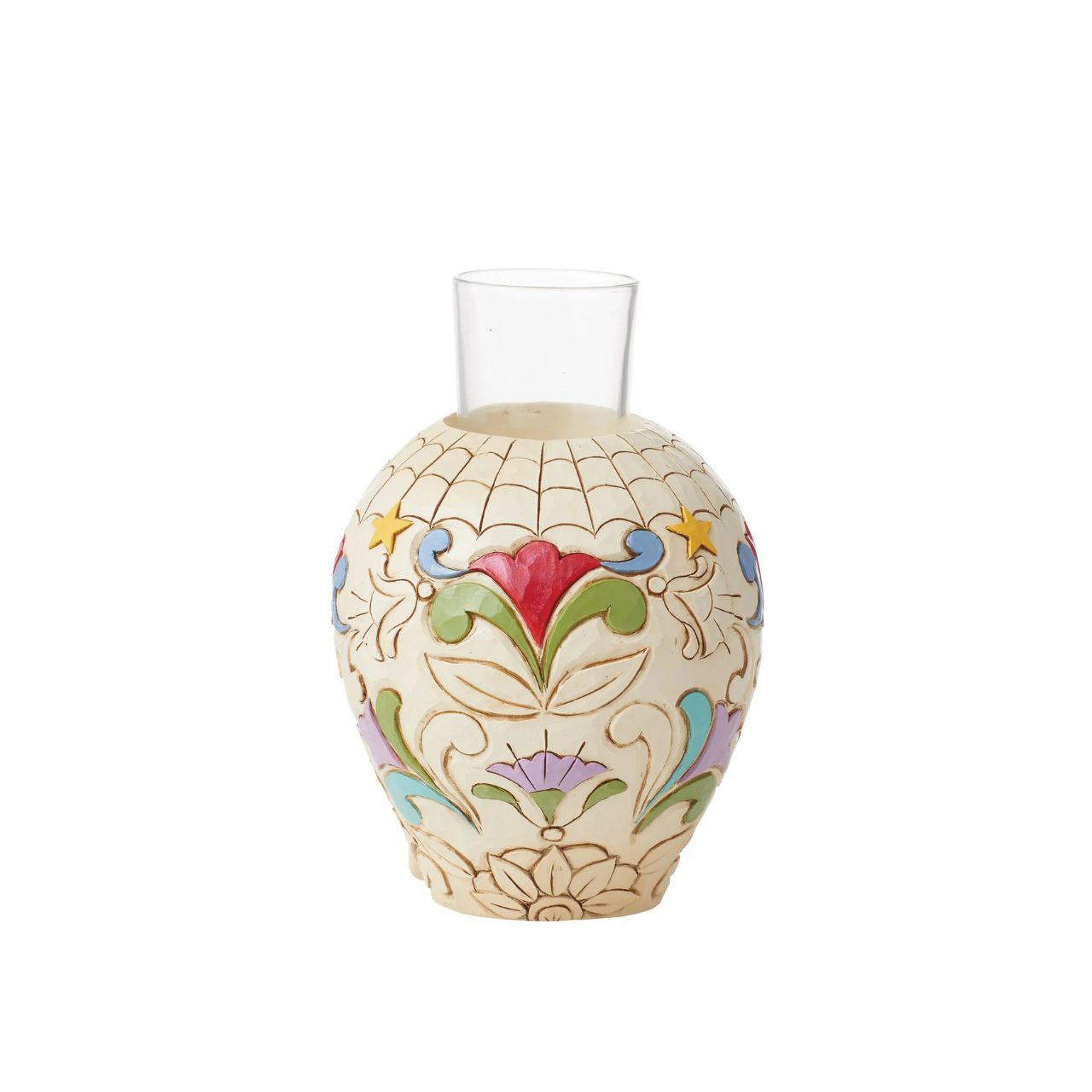 Designed in the iconic style of Jim Shore. This Day of the Dead purple skull candleholder is beautifully decorated with lively Mexican inspired pattern and colour. Modelled after a sugar skull. Hand painted in high quality cast stone. Designed by award-winning artist and sculptor Jim Shore for Heartwood Creek.