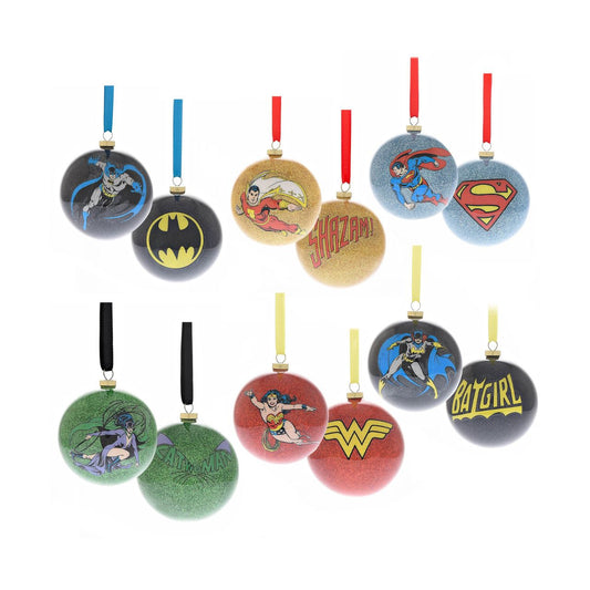 Hang six of your favourites on your tree this year with this sparkling set of DC Comics baubles.