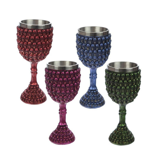 Decorative Metallic Mini Skull Goblet  - Material Resin and Stainless Steel - Decorative Only: Yes - Product Information: Wipe clean only, do not immerse in water.