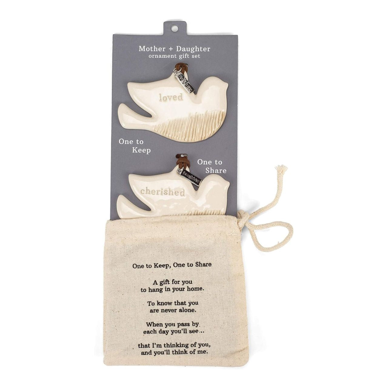 Demdaco Mother and Daughter One to Keep, One to Share Ornament Set