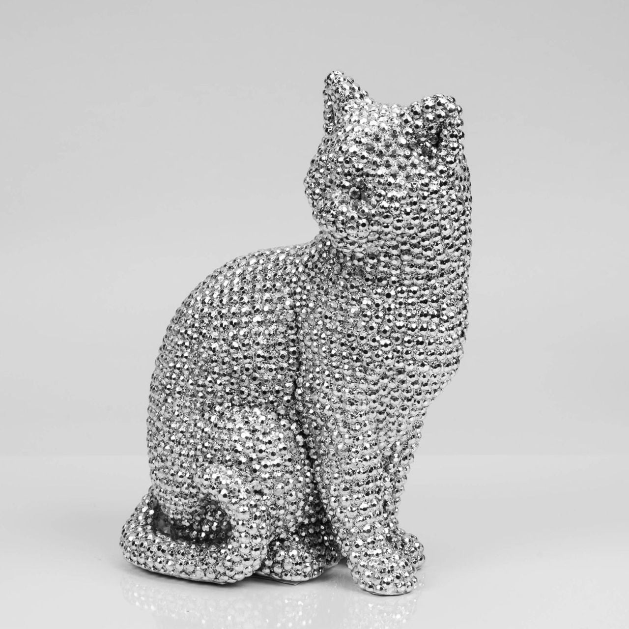 Bring some extra special sparkle to any space with this twinkling diamante effect sitting cat sculpture. From the HESTIA Silver Luxe collection - unparalleled glamour, style and elegance in contemporary home and gift.