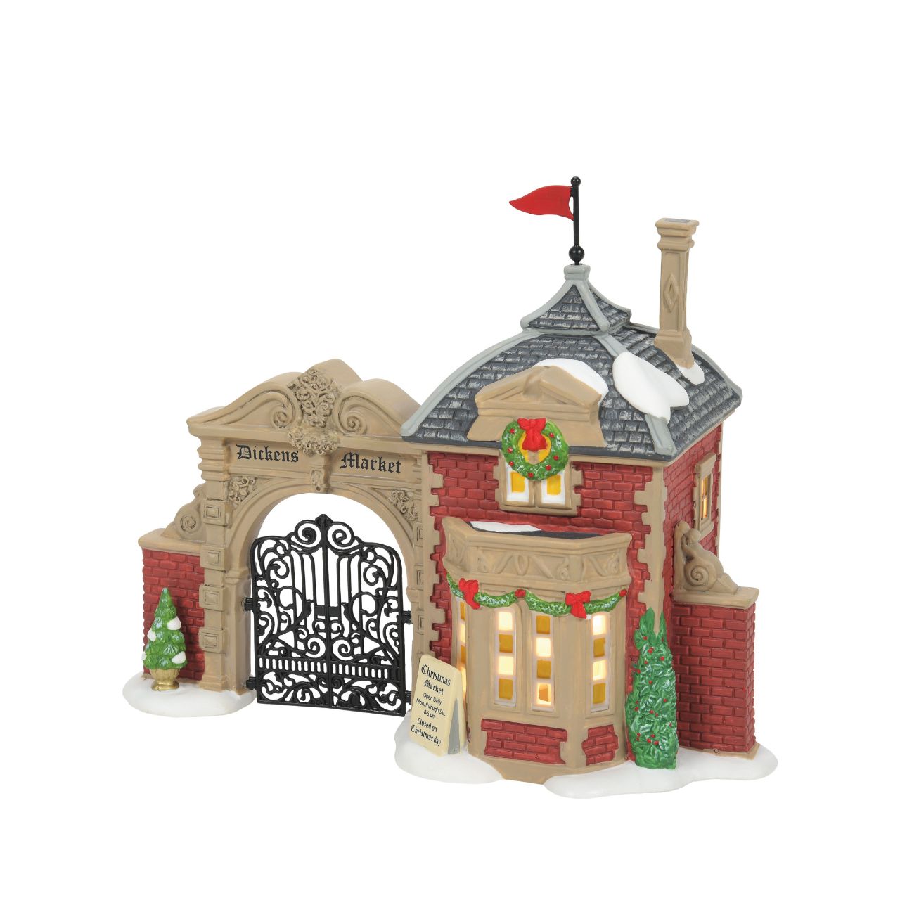 Featuring a decorative iron gate and brick entrance, the Christmas Market is surely the place to buy trimmings and gifts of the season. Uses a USB plug.