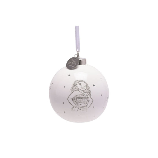 Disney 100th Anniversary Bauble - Moana  A Moana bauble from Disney 100 by DISNEY.  This magical tree decoration captures the true magic of Disney on its centenary and can be enjoyed by fans of all ages at Christmas.