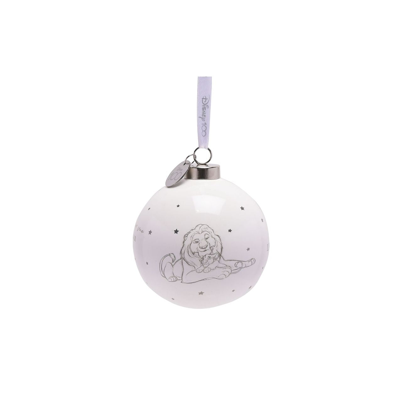 Disney 100th Anniversary Bauble - Simba  A Simba bauble from Disney 100 by DISNEY®.  This limited edition tree decoration captures the true magic of Disney on its centenary and can be enjoyed by fans of all ages at Christmas.