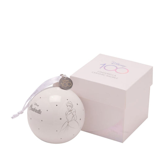 Disney 100 Bauble - Cinderella  A Cinderella bauble from Disney 100 by DISNEY.  This limited edition tree decoration captures the true magic of Disney on its centenary and can be enjoyed by fans of all ages at Christmas.
