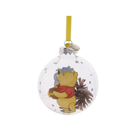 Disney Limited Edition 100 Christmas Bauble - Winnie  A Winnie the Pooh glass bauble from Disney 100 by DISNEY®.  This limited edition tree decoration captures the true magic of Disney on its centenary and can be enjoyed by fans of all ages at Christmas.