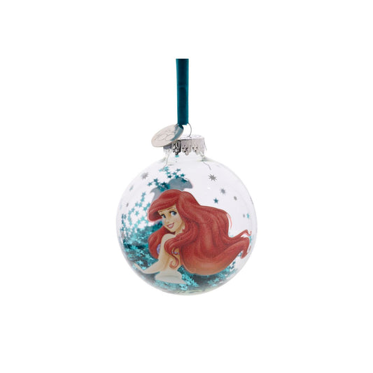 Disney 100th Anniversary Bauble - Ariel  An Ariel glass bauble from Disney 100 by DISNEY.  This limited edition tree decoration captures the true magic of Disney on its centenary and can be enjoyed by fans of all ages at Christmas.