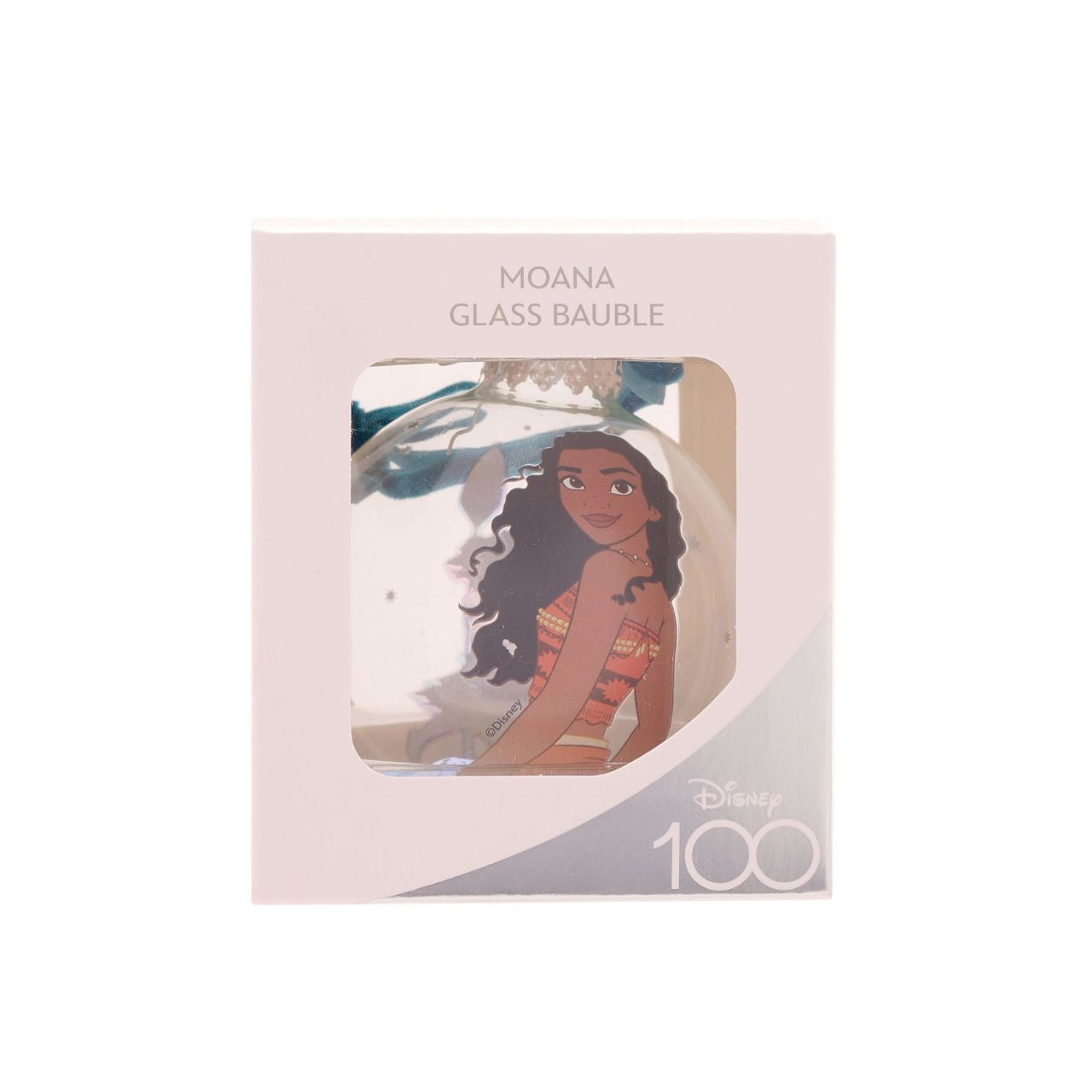 Disney 100th Anniversary Bauble - Moana  A Moana glass bauble from Disney 100 by DISNEY.  This limited edition tree decoration captures the true magic of Disney on its centenary and can be enjoyed by fans of all ages at Christmas.