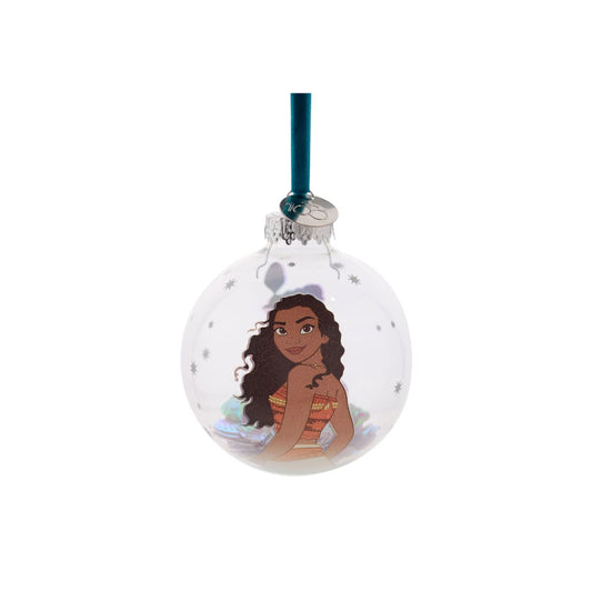 Disney 100th Anniversary Bauble - Moana  A Moana glass bauble from Disney 100 by DISNEY.  This limited edition tree decoration captures the true magic of Disney on its centenary and can be enjoyed by fans of all ages at Christmas.