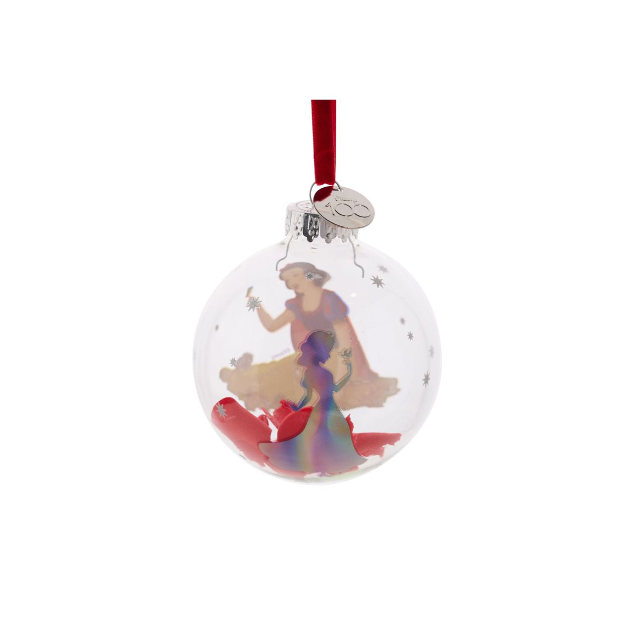Disney 100th Anniversary Bauble - Snow White  A Snow White glass bauble from Disney 100 by DISNEY.  This limited edition tree decoration captures the true magic of Disney on its centenary and can be enjoyed by fans of all ages at Christmas.