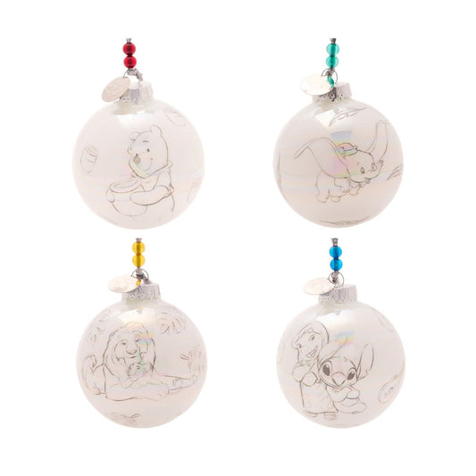 Disney 100th Anniversary Set of 4 Baubles - Classic  A set of 4 Classic baubles from Disney 100 by DISNEY.  These limited edition tree decorations capture the true magic of Disney on its centenary and can be enjoyed by fans of all ages at Christmas.