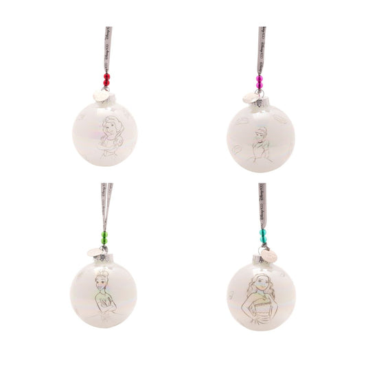Disney 100th Anniversary Set of 4 Baubles - Princesses  A set of 4 Princess baubles from Disney 100 by DISNEY.  These limited edition tree decorations capture the true magic of Disney on its centenary and can be enjoyed by fans of all ages at Christmas.
