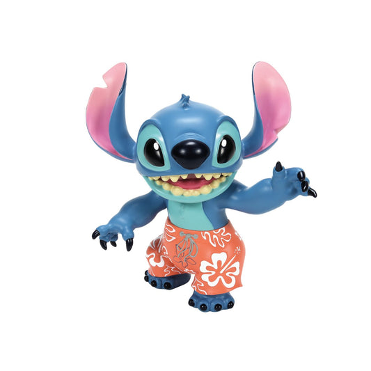 Aloha Stitch Figurine  Stitch, the troublesome alien from Disney's "Lilo and Stitch" strikes an fun pose in this handcrafted design, sculpted from cast stone with highly detailed shorts. Unique variations should be expected as this product is hand painted.