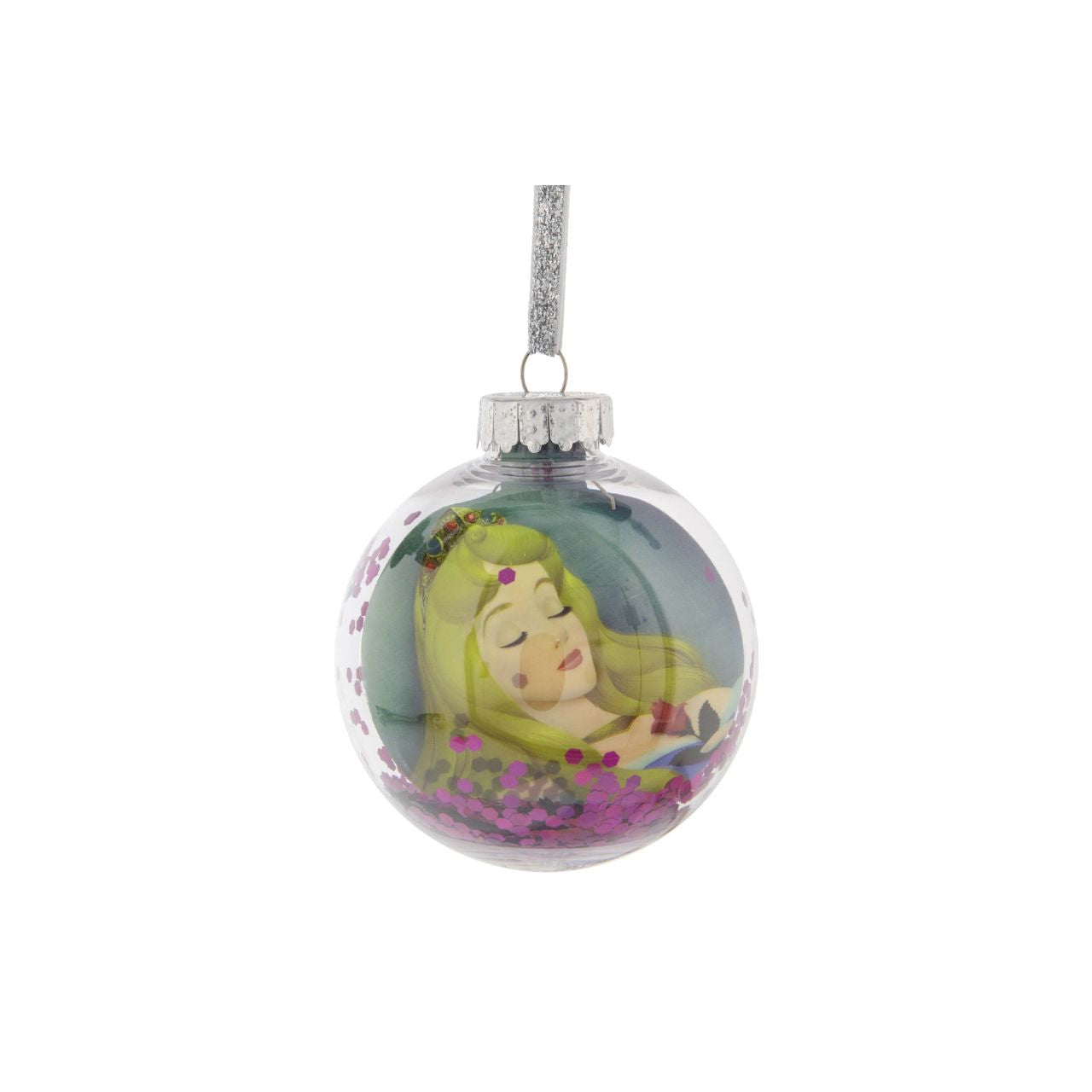 Bring the magic and glamour of the Disney princesses to the festivity with this wonderful 7.5cm pink Sleeping Beauty sequin bauble.