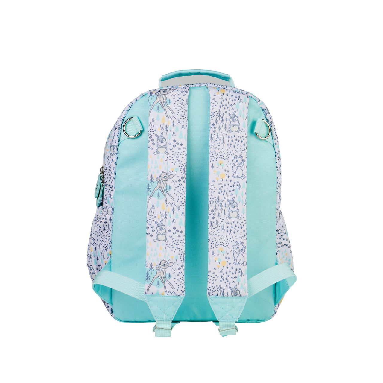 The classic Disney changing bag featuring Bambi, Thumper and Marie is perfect for trips out with or without baby. The gender-neutral backpack features a grab top handle, D-rings to attach to pram and elasticated side pockets for bottles.