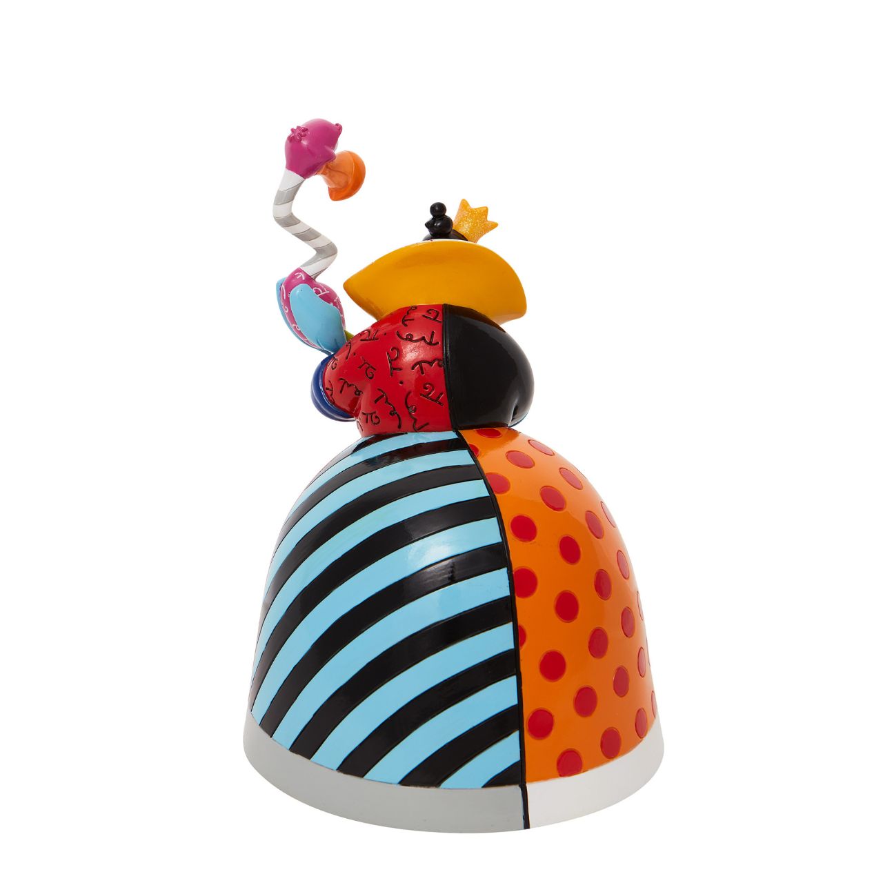 Redesigning the antagonist from Alice and Wonderland, the Queen of Hearts gets a fashionable makeover of glam and glitter. Designed in the US by Miami based Pop Artist Romero Britto in celebration of the 70th Anniversary of Disney's classic Alice in Wonderland.