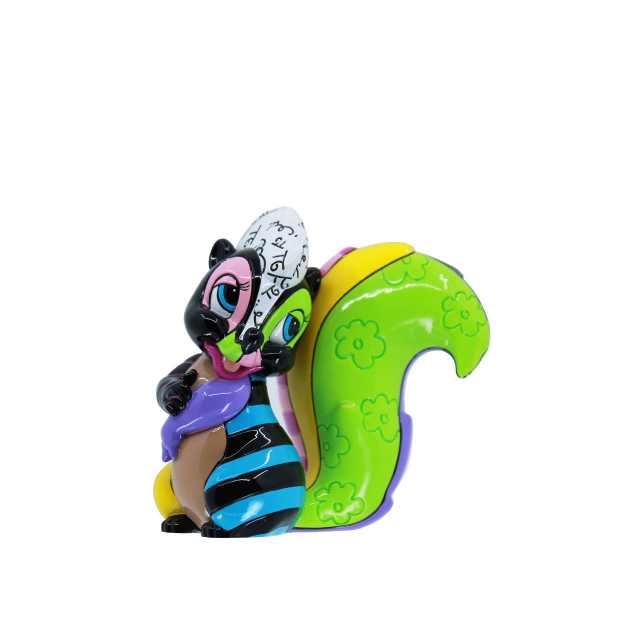 Experience a dash of whimsy with the Disney Flower Mini Figurine byt Romero Britto. Crafted with vivacious colours and unmatched artistic flair, this figurine brings like to Disney's charming character in Britto's signature pop-art style.