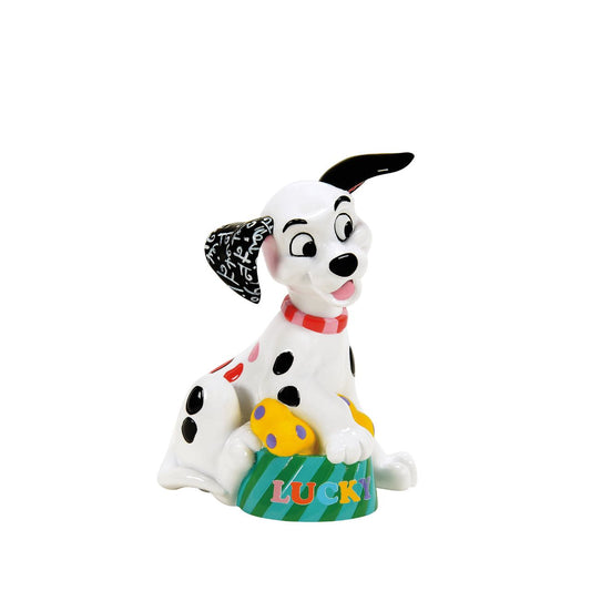 Disney Britto collaboration is celebrating the 65th Anniversary of Walt Disney's Classic 101 Dalmatians. This Mini figurine features the adorable pup Lucky adorned with Romero Britto's brightly coloured patterns to match his own spots.