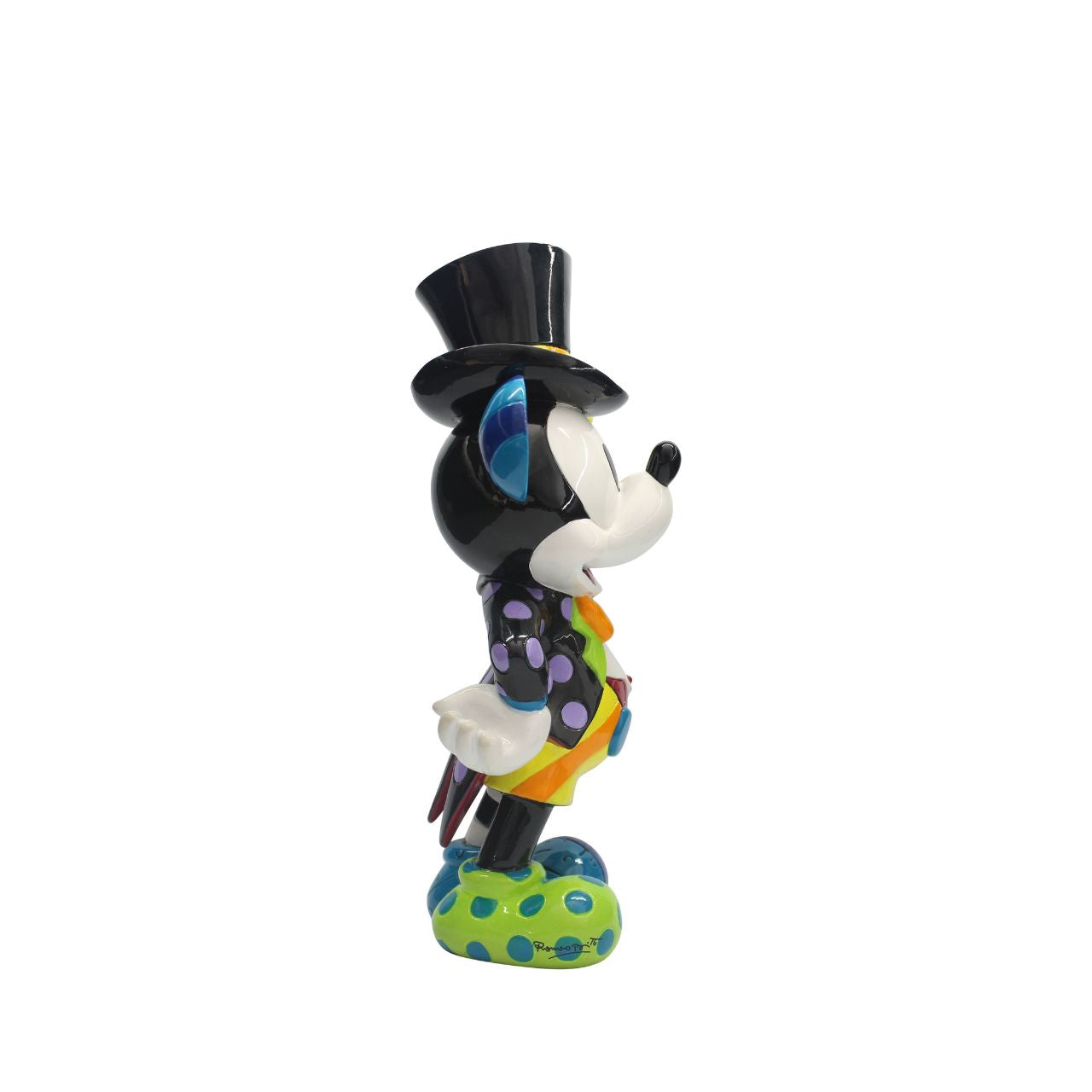 This figurine of Mickey Mouse depicts animation's most beloved icon as he first appeared in Disney's classic cartoons. But this rendering of Mickey is brighter and bolder than even before, thanks to Romero Britto.