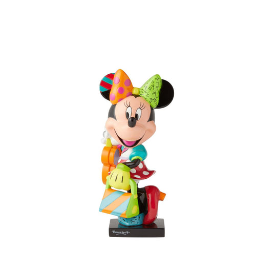 The glamorous Minnie Mouse shows off her fashion side in this colourful figurine. Made from cast stone with high-gloss shiny finish. Packed in a branded gift box. Not a toy or children's product. Intended for adults only.