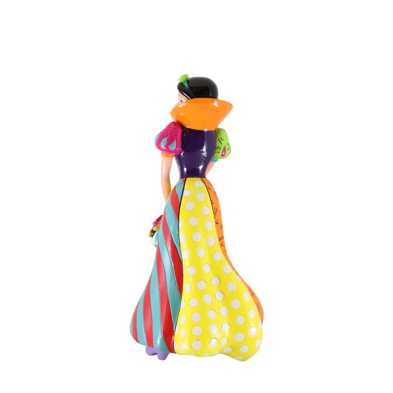 Romero Britto reimagines Snow White in his signature style of vivid colour and lively patterns. Made from cast stone with high-gloss shiny finish. Packed in a branded gift box. Not a toy or children's product. Intended for adults only.