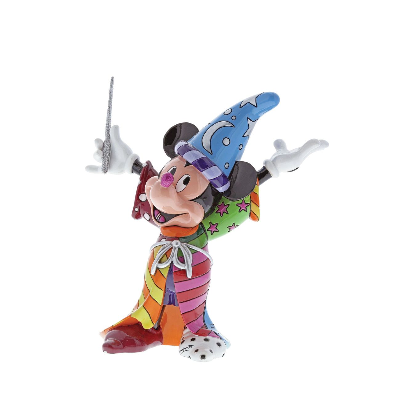 Sorcerer Mickey Mouse looks mighty confident, commanding the planets in a colourful robe and jaunty hat - too bad it's just a dream. Fortunately, this pop art design by Romero Britto isn't.