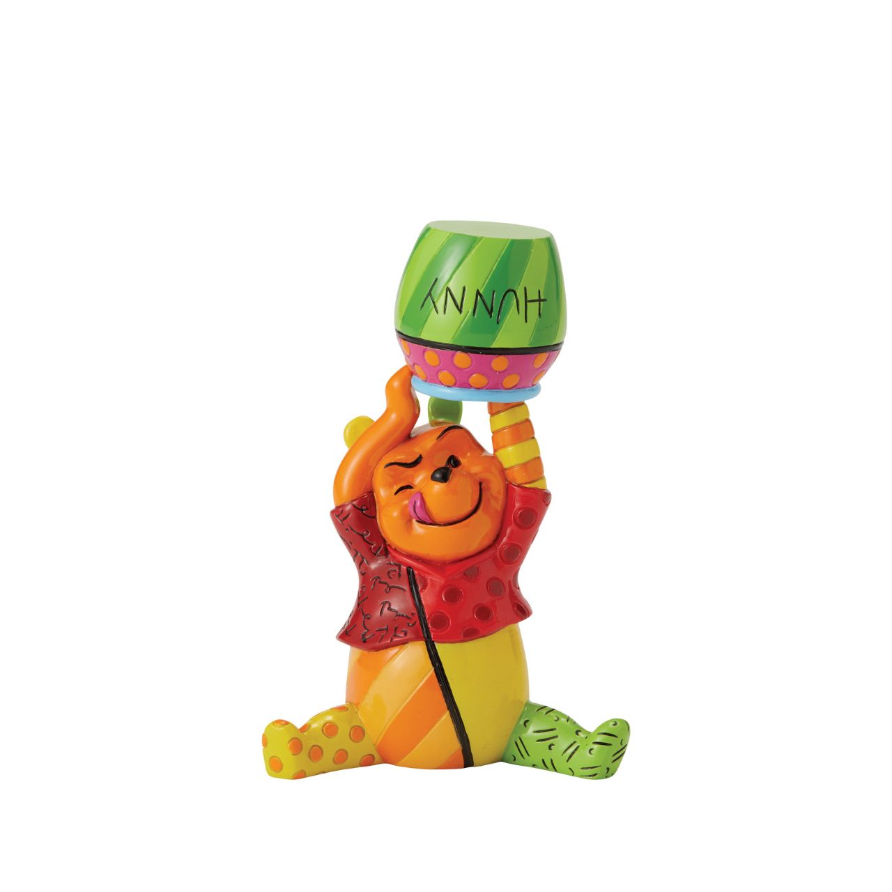 Pop artist Romero Britto recreates Pooh in vivid colour and mixed patterns. Observe the sweet bear in his natural habitat: on an endless hunt for honey to fill his tummy.