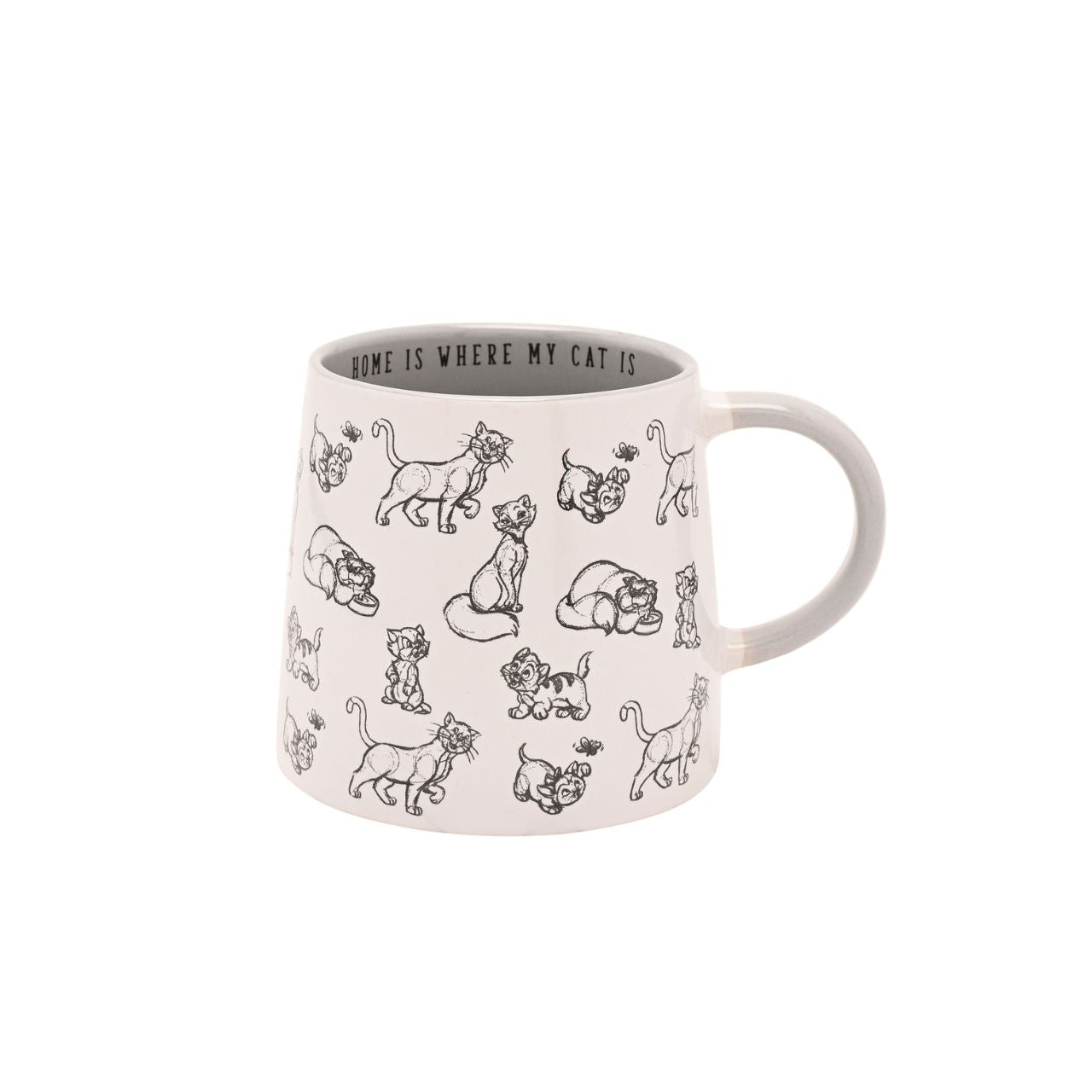 Showcase your feline affection with the Disney Cats &amp; Dogs Mug - Home Is Where My Cat Is, a delightful declaration for any cat enthusiast.