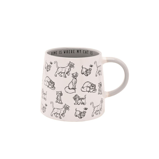 Showcase your feline affection with the Disney Cats &amp; Dogs Mug - Home Is Where My Cat Is, a delightful declaration for any cat enthusiast.