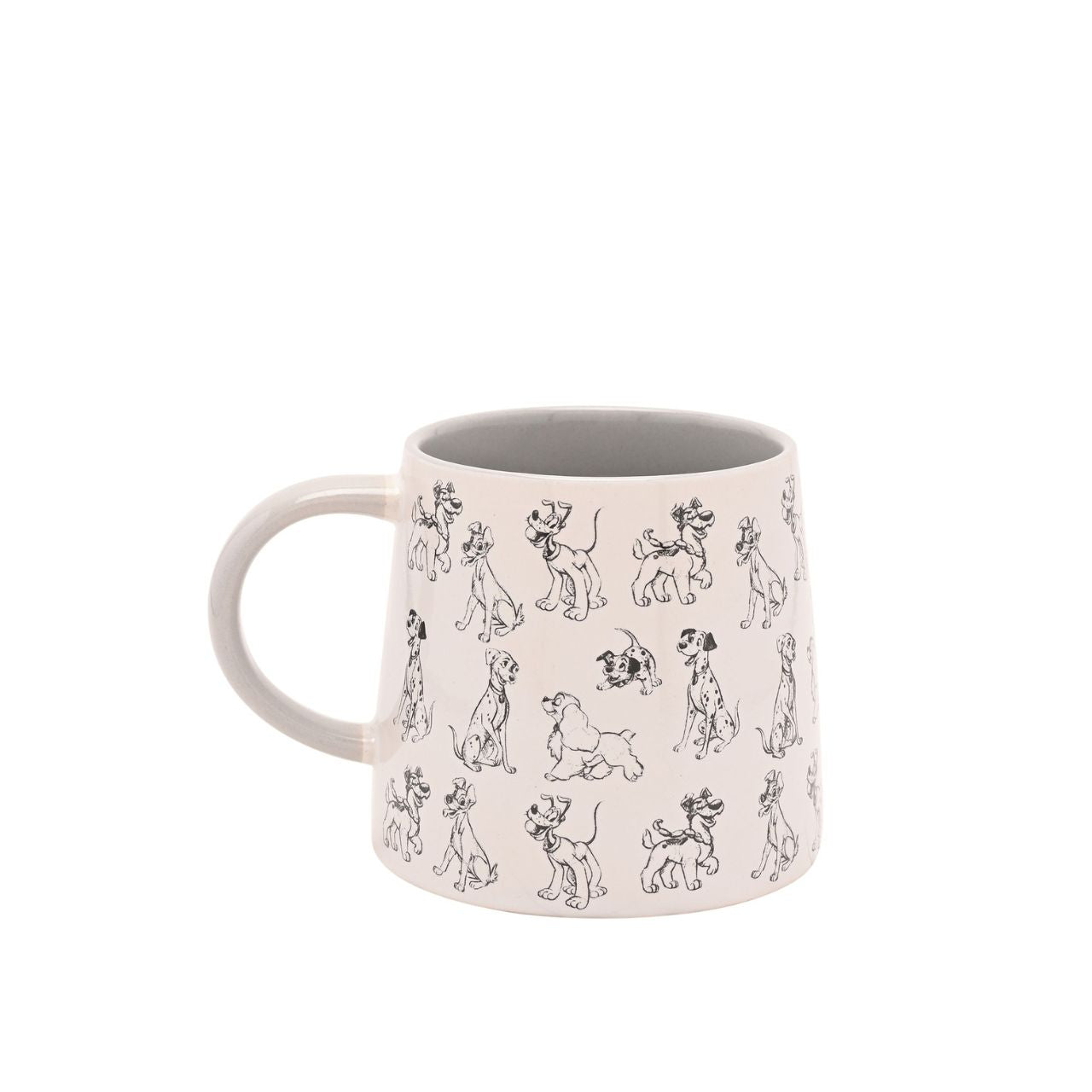 Indulge your passion for pets with the Disney Cats &amp; Dogs Mug - Home Is Where My Dog Is, a delightful piece sure to bring a smile. This white ceramic mug features a playful pattern of various dog breeds, catching the eye instantly.