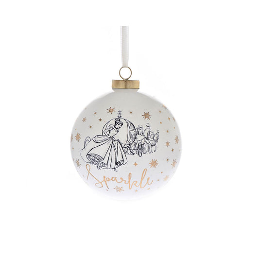Disney Ceramic Christmas Bauble Cinderella  Bring touch of timeless Disney magic to the Christmas tree with this elegant gold foiled ceramic collectable Cinderella bauble. From Disney Classic Collectables - luxurious collectable gifts for the enduring Disney fan.