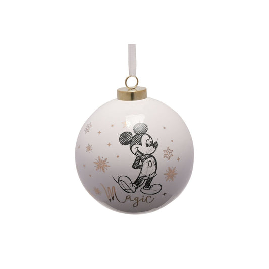 Disney Ceramic Christmas Bauble Mickey  Bring touch of timeless Disney magic to the Christmas tree with this elegant gold foiled ceramic collectable Mickey Mouse bauble. From Disney Classic Collectables - luxurious collectable gifts for the enduring Disney fan.