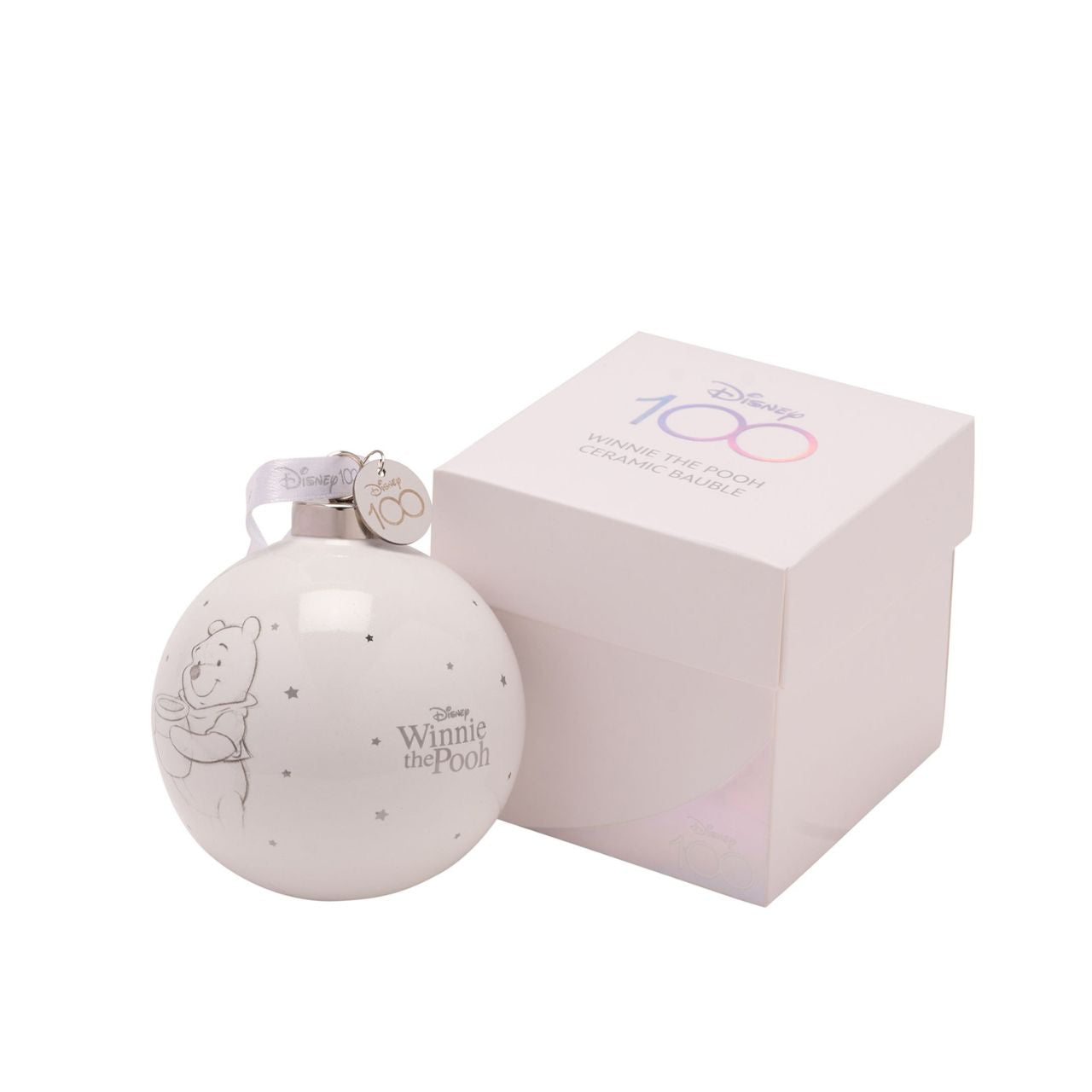 Disney Limited Edition 100 Bauble - Winnie  A Winnie the Pooh bauble from Disney 100 by DISNEY.  This limited edition tree decoration captures the true magic of Disney on its centenary and can be enjoyed by fans of all ages at Christmas.