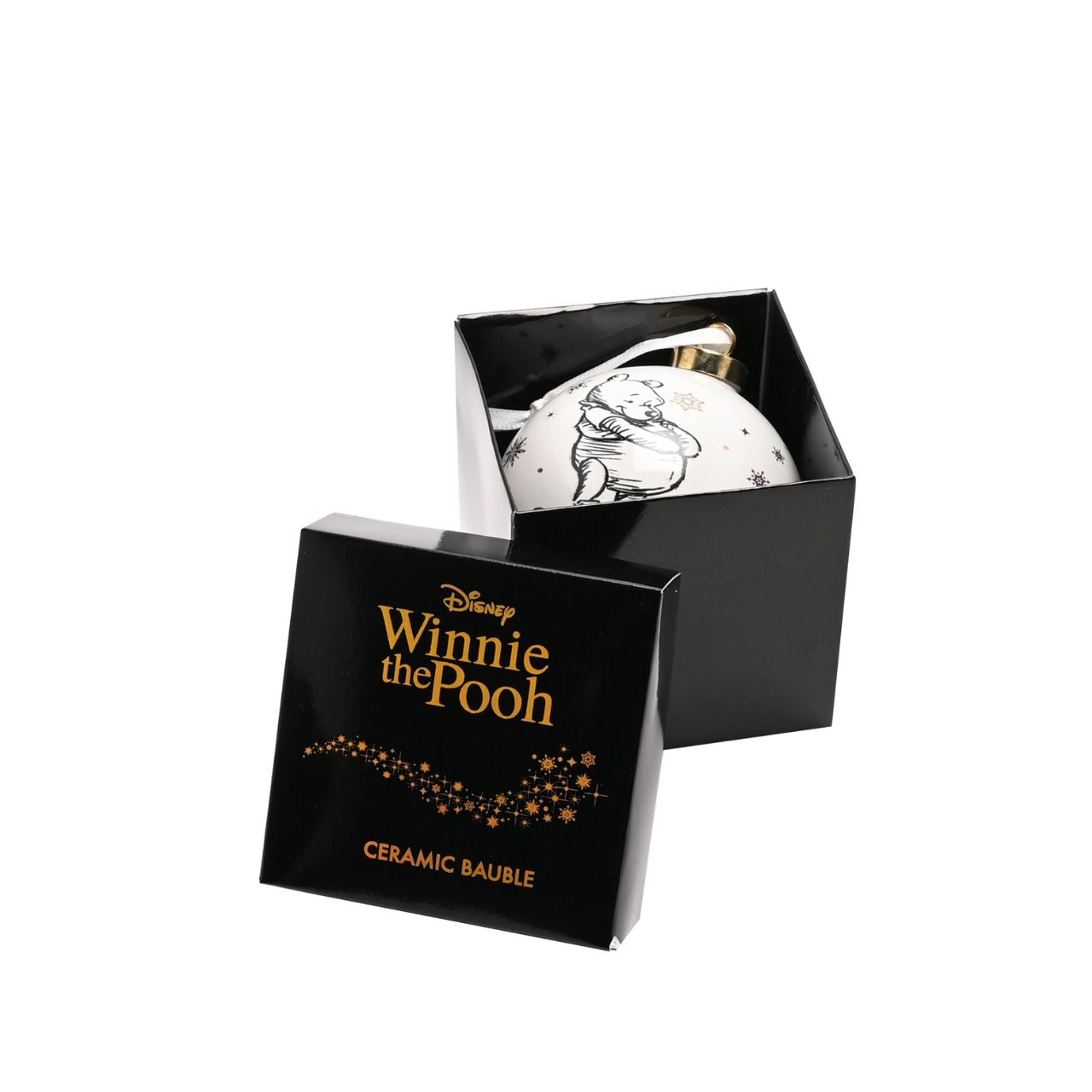Disney Ceramic Christmas Bauble Winnie the Pooh  Bring touch of timeless Disney magic to the Christmas tree with this elegant gold foiled ceramic collectable Winnie the Pooh bauble. From Disney Classic Collectables - luxurious collectable gifts for the enduring Disney fan.