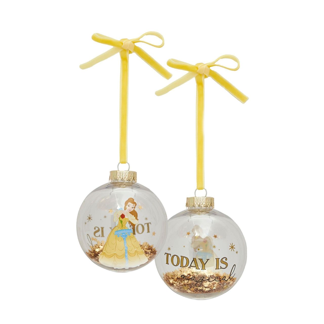 Make Christmas sparkle with this magical set of seven glass baubles featuring beloved characters from Disney's Beauty and the Beast. This set brings the enchanting tale to life with Belle, Beast, Lumiere, Mrs. Potts and others, adorning the delicate ornaments.
