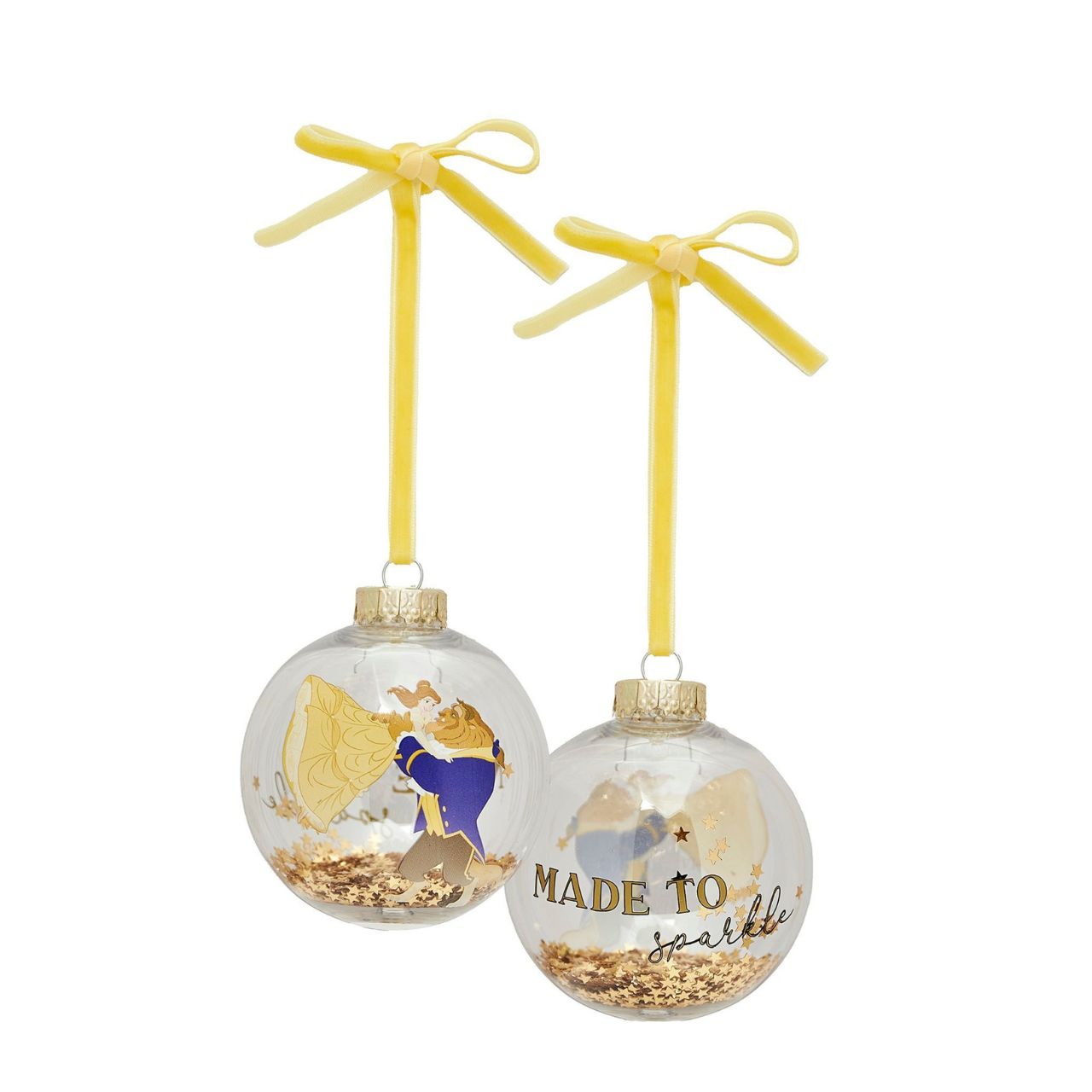 Make Christmas sparkle with this magical set of seven glass baubles featuring beloved characters from Disney's Beauty and the Beast. This set brings the enchanting tale to life with Belle, Beast, Lumiere, Mrs. Potts and others, adorning the delicate ornaments.