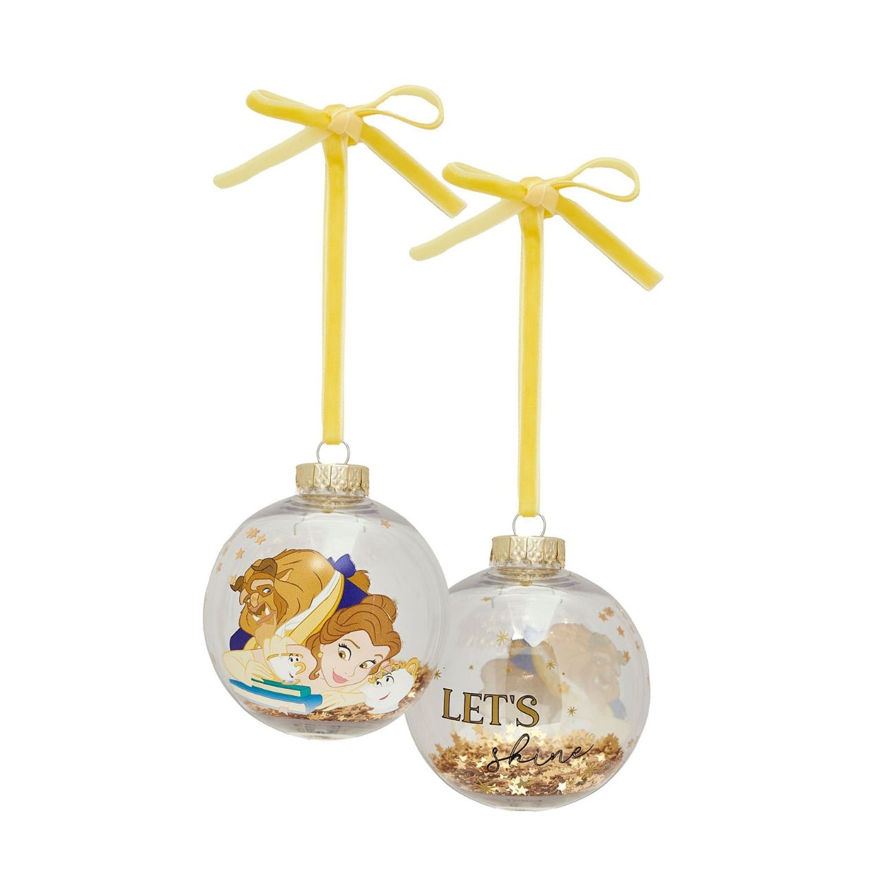Make Christmas sparkle with this magical set of seven glass baubles featuring beloved characters from Disney's Beauty and the Beast. This set brings the enchanting tale to life with Belle, Beast, Lumiere, Mrs. Potts and others, adorning the delicate ornaments.