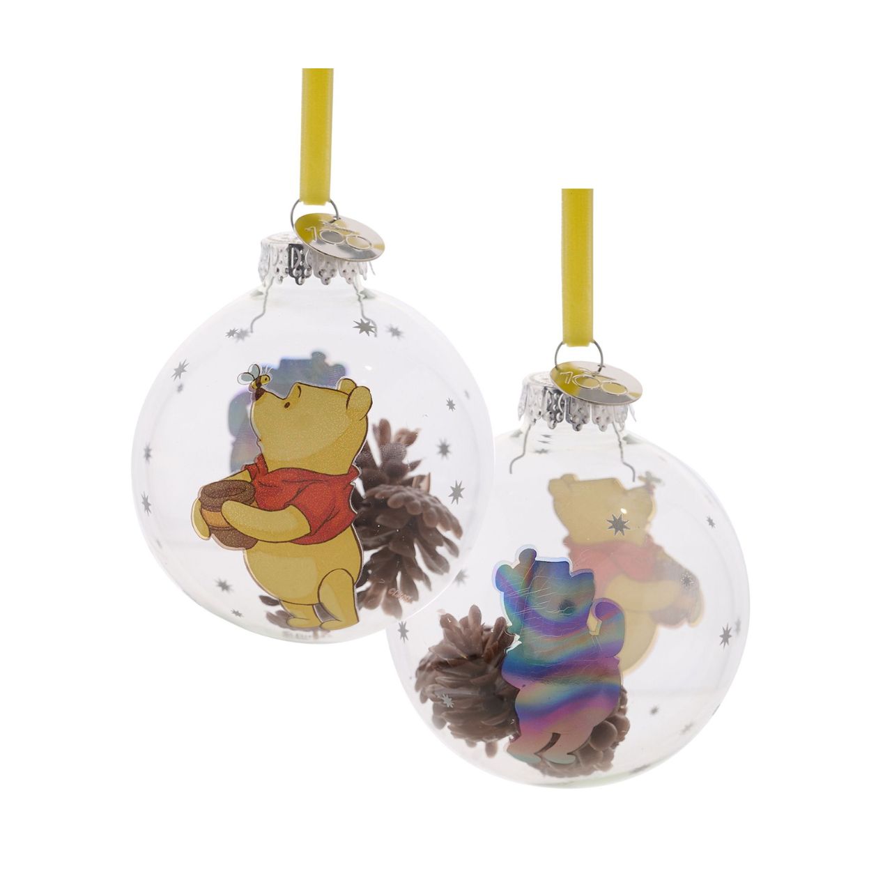 Disney Limited Edition 100 Christmas Bauble - Winnie  A Winnie the Pooh glass bauble from Disney 100 by DISNEY®.  This limited edition tree decoration captures the true magic of Disney on its centenary and can be enjoyed by fans of all ages at Christmas.