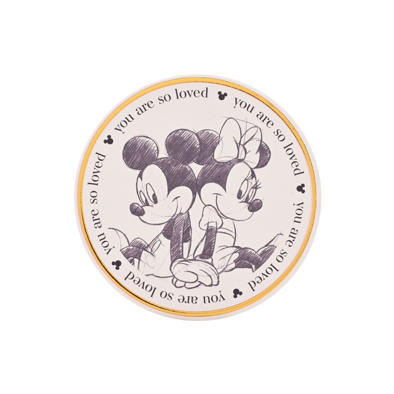 Bring the magic of Disney into the home with the Disney Classic Collectable Coaster, featuring Mickey and Minnie Mouse in a tender embrace.
