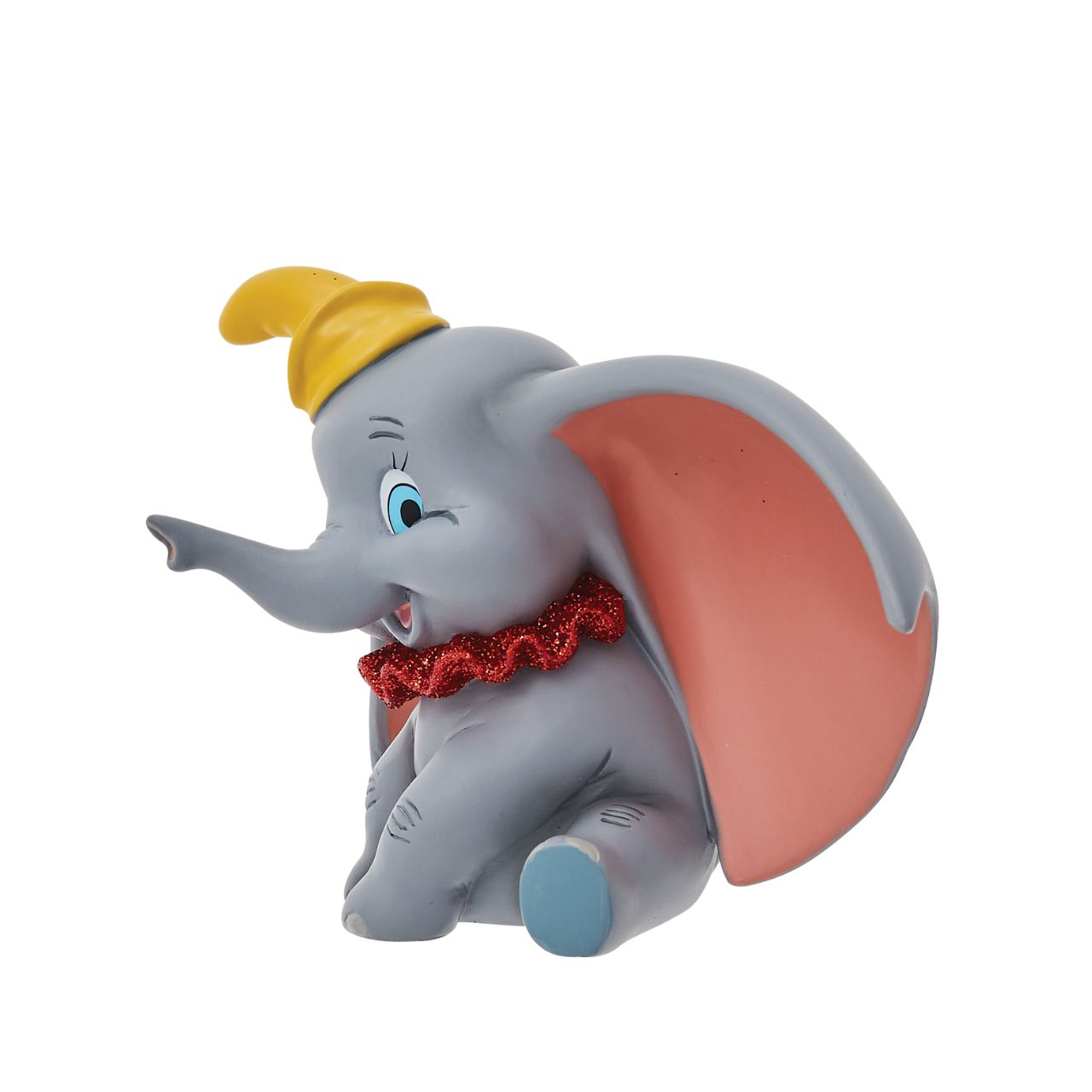 Everyone's favourite flying elephant looks circus-ready in this adorable pose by Disney Showcase. This realistic figurine has a beautiful finish complete with red glitter. This is a great addition to any nursery and is not a toy or children's product.