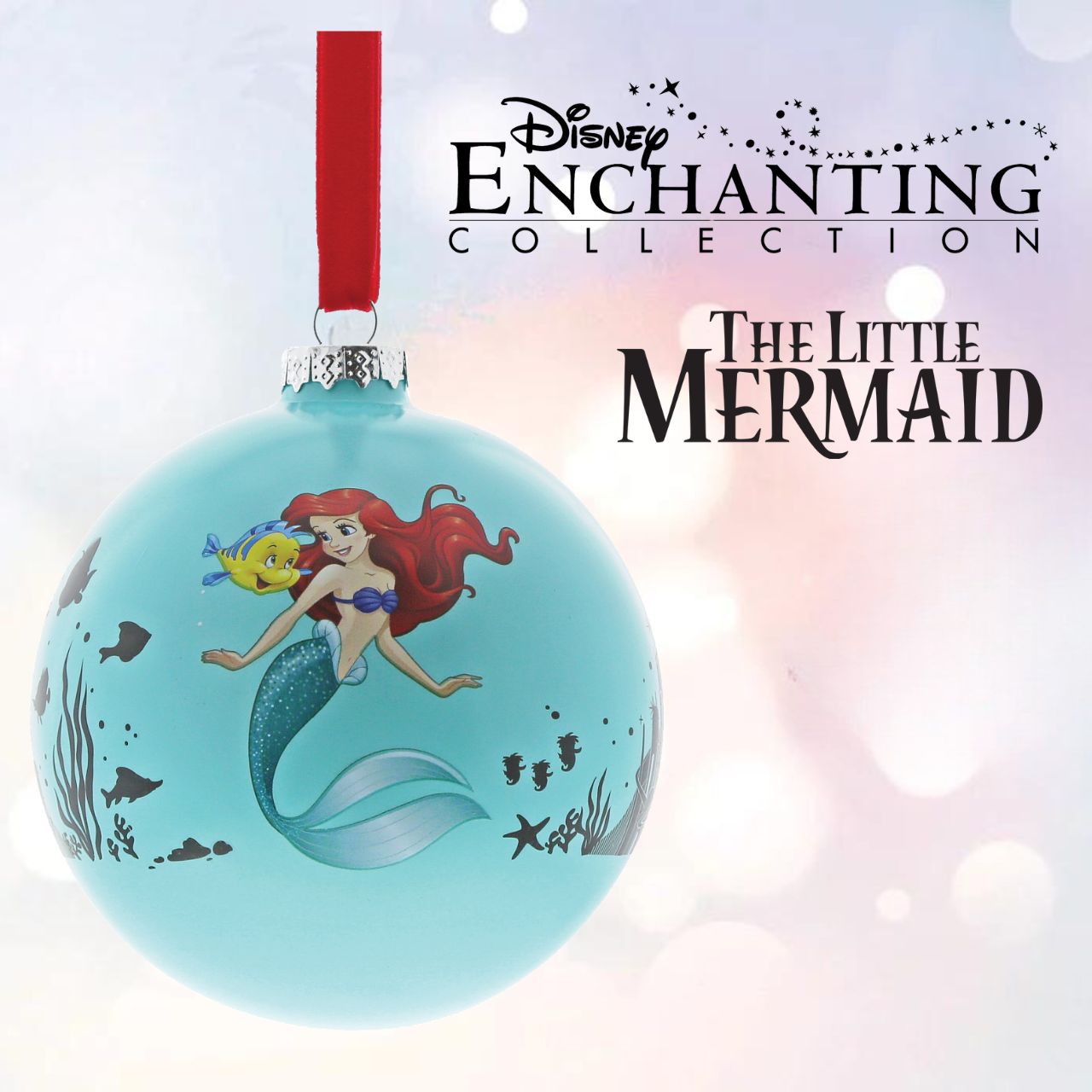 Disney Enchanting Collection The Little Mermaid Life is Bubbles  Ariel swims under the sea with Flounder in this beautiful glass bauble. This Little Mermaid treasured keepsake would make a lovely unique gift for a friend, or a self-purchase to brighten up the home. Presented in a branded window box.