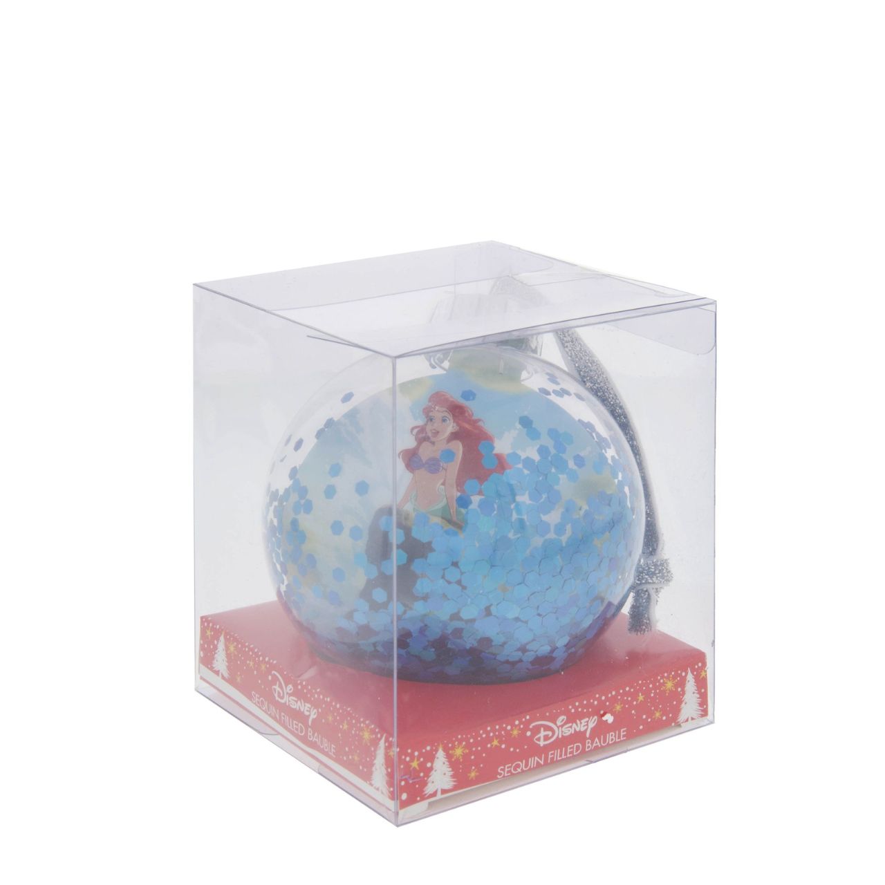 Disney Little Mermaid Sequin 2D Bauble  Bring the magic and glamour of the Disney princesses to the festivity with this wonderful 7.5cm aqua marine Little Mermaid sequin bauble.