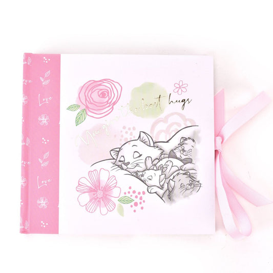 Disney Marie Photo Album - Love  Add a touch of magic to your every day with this Magical Beginnings Photo Album.  As part of our range of classic Disney illustration giftware, this photo album displays a beautiful depiction of The Aristocats, 'You Give The Best Hugs' gold glitter lettering, space for fifty 4" x 6" photos, personalisable title page and a pink bow closure.