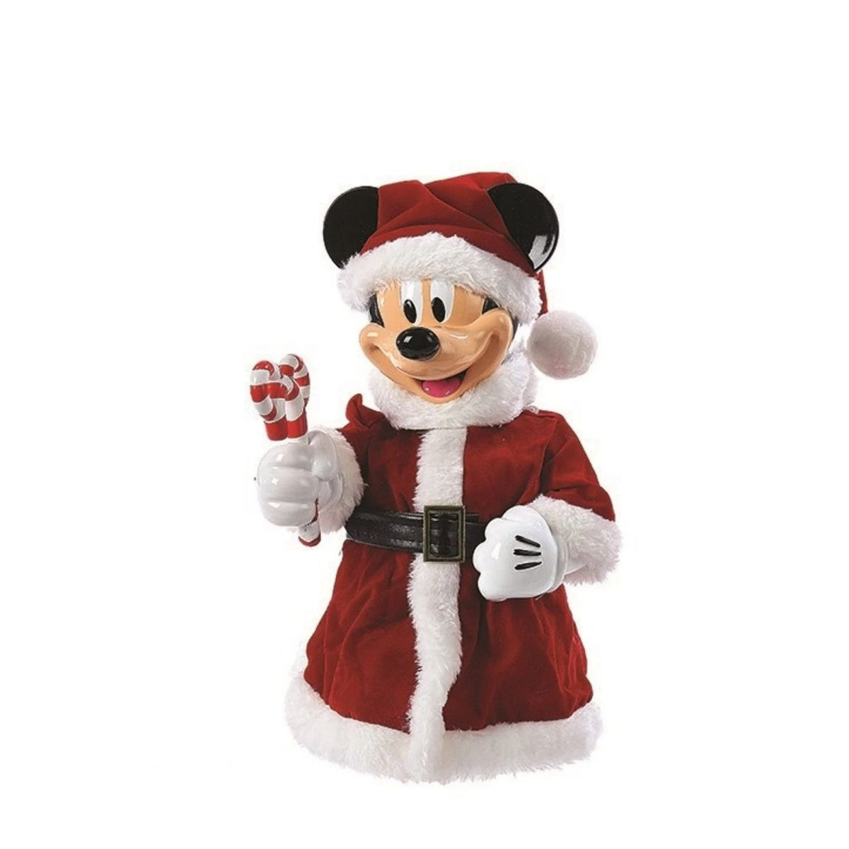 Bring festive cheer to your Christmas tree with this delightful Disney Mickey Christmas Tree Topper. Dressed in his cheerful Santa outfit and holding a festive candy cane, Mickey brings holiday magic to any home.