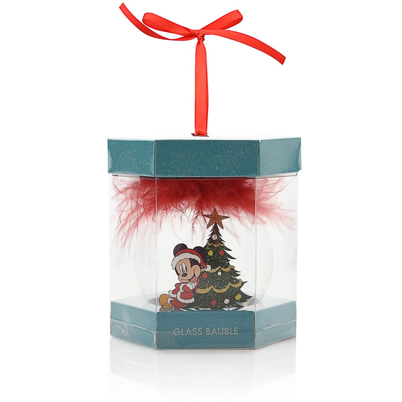 Disney Mickey Feather Christmas Bauble  Bring some magic to your festive celebrations with this gorgeous feather Mickey bauble. Perfect for any little Disney lovers in your life, make their Christmas shine a little brighter this year by using this decoration to adorn your tree.