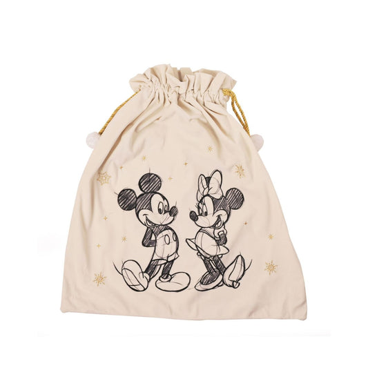Disney Mickey & Minnie Xmas Sack  This Disney sack features the two most iconic characters, ideal for Disney fans. Make Christmas morning a little more magical by storing their presents in this glitter-detailed sack.