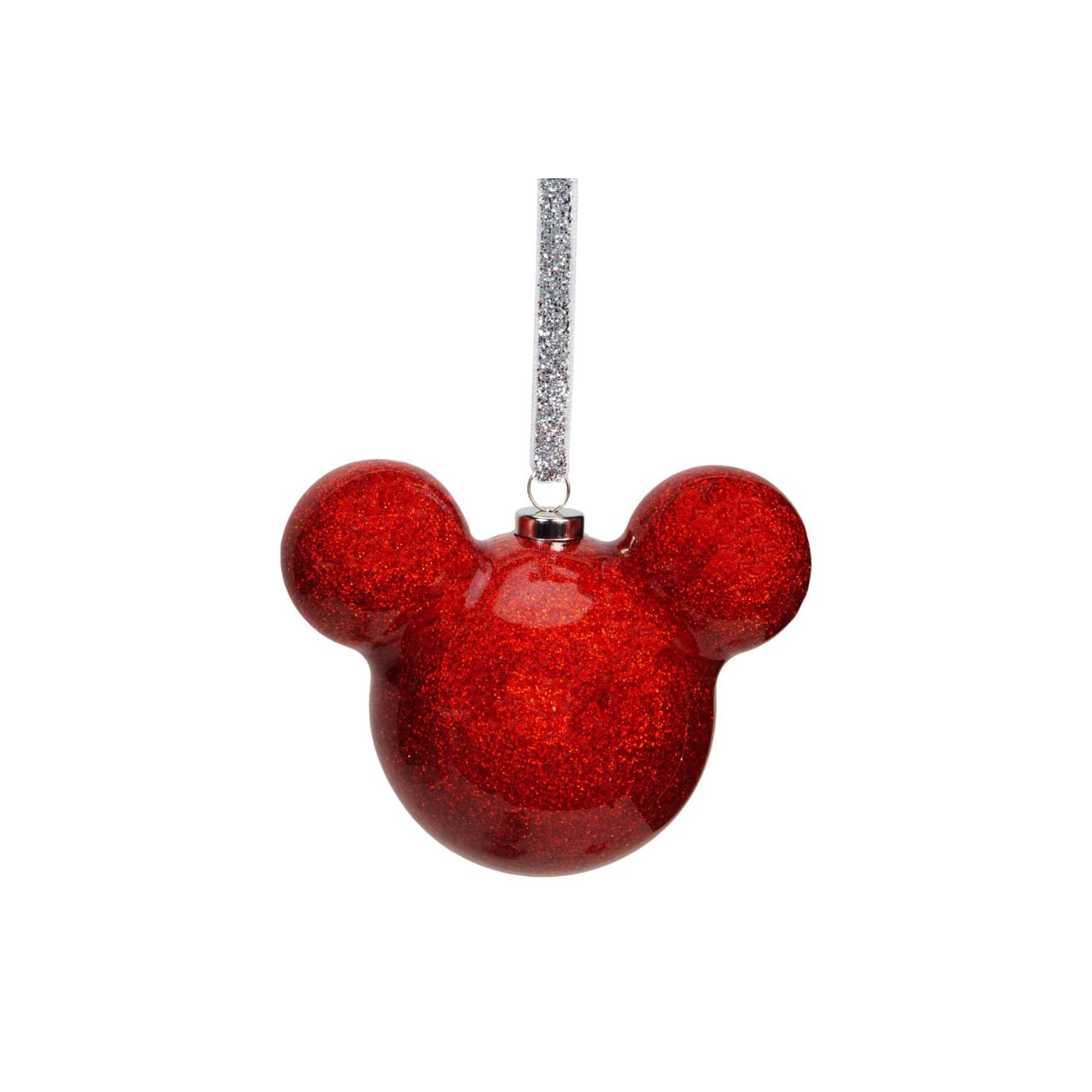 Disney Mickey Mouse Red Glitter Christmas Bauble 6 cm  Bring some of Disney's magic to the festivity with this wonderful 6cm red glitter Mickey Mouse bauble.
