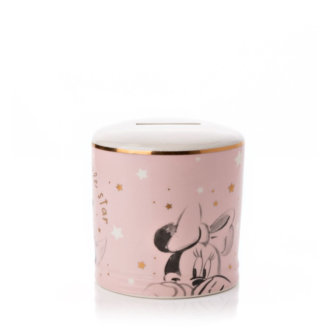 Help your little one save for a magical day with this beautiful ceramic money box.  With a sweet Minnie Mouse design, this accessory makes a beautiful addition to a nursery.