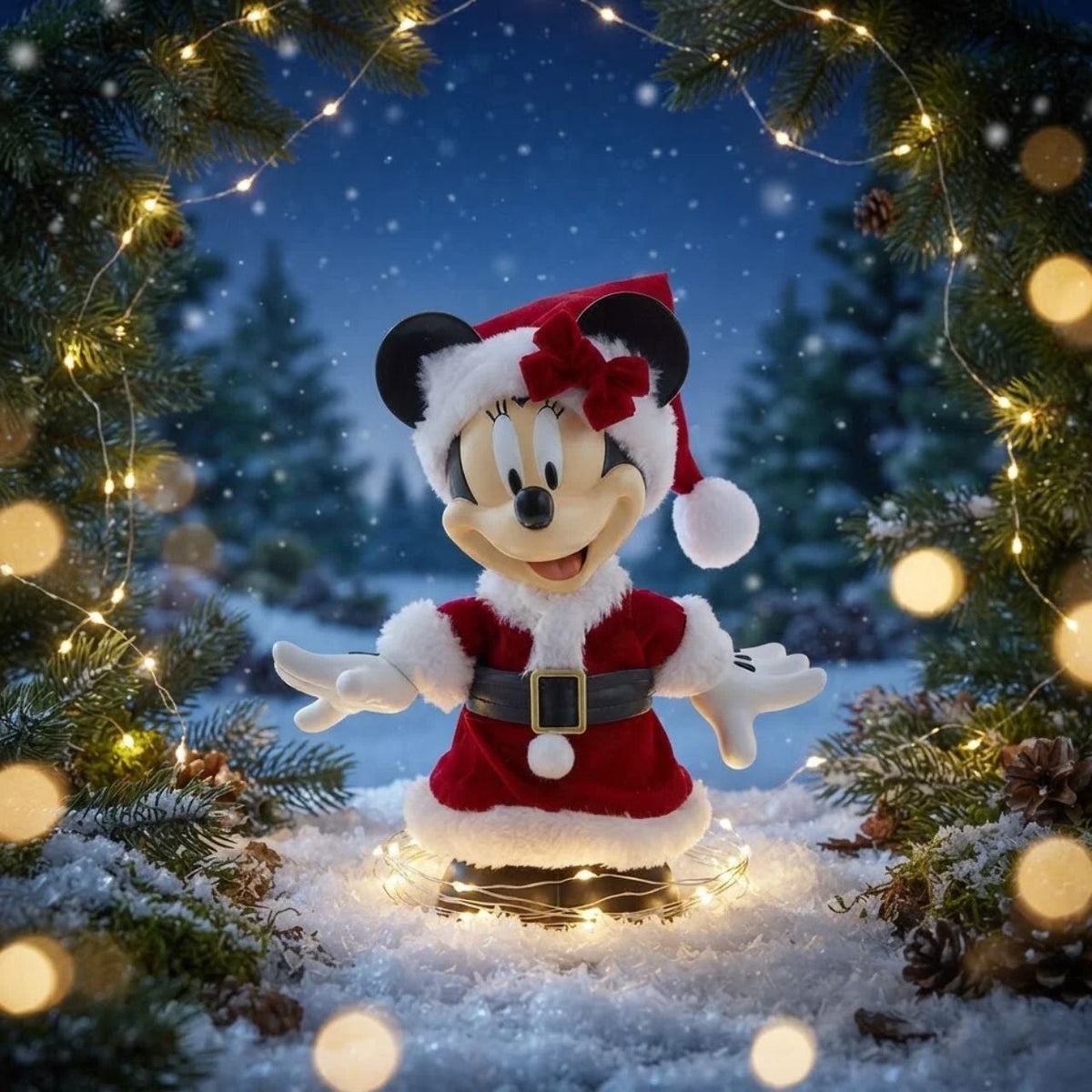 Bring festive cheer to your tree with this delightful Disney Minnie Christmas Tree Topper. Dressed in a cheerful Santa outfit, Minnie Mouse adds magic and warmth to your holiday décor.